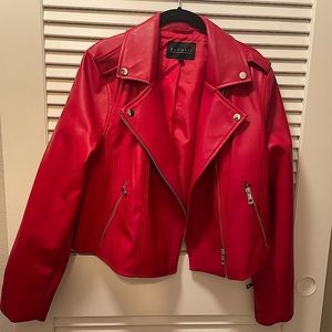Cherry red 🍒 Eloquii Faux Leather Jacket with Silver Hardware